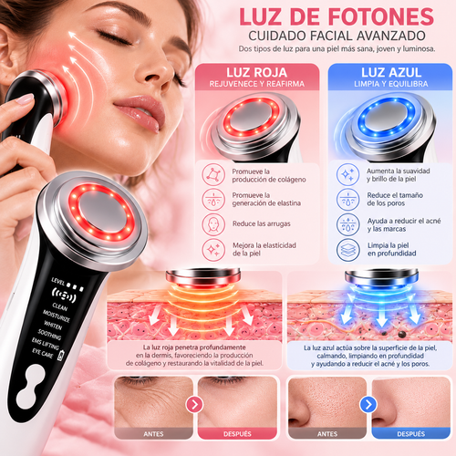 Masajeador facial con calor y vibración